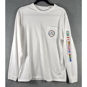 Vineyard Vines 2020 Flags Men’s White‎ Long Sleeve Shirt Size Medium